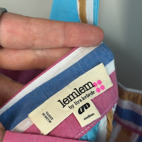 Lemlem Striped Jima Sweepy Banu Midi Summer Aqua Pink Blue Dress Size Medium - Picture 12 of 15